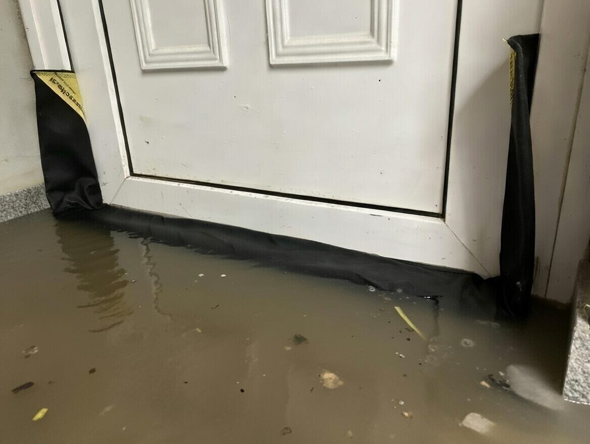 WaterBull pregrada pred vhodnimi vrati